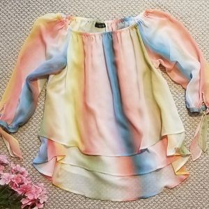 Women’s Pastel Watercolor Off-Shoulder Blouse